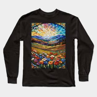 Stained Glass Springtime Sunrise Long Sleeve T-Shirt